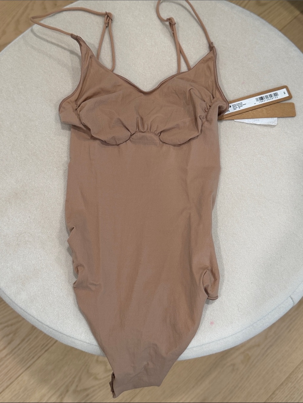 SKIMS Brown Seamless Scoop Bodysuit with Adjustable Straps